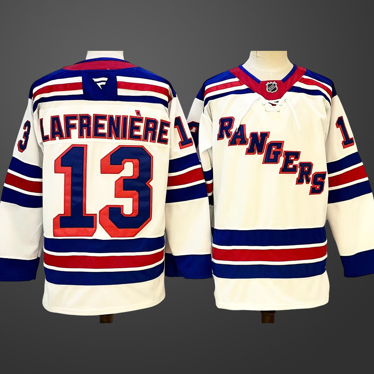 Men’s New York Rangers #13 Alexis Lafreniere White 2024-25 Away Stitched Hockey Jersey