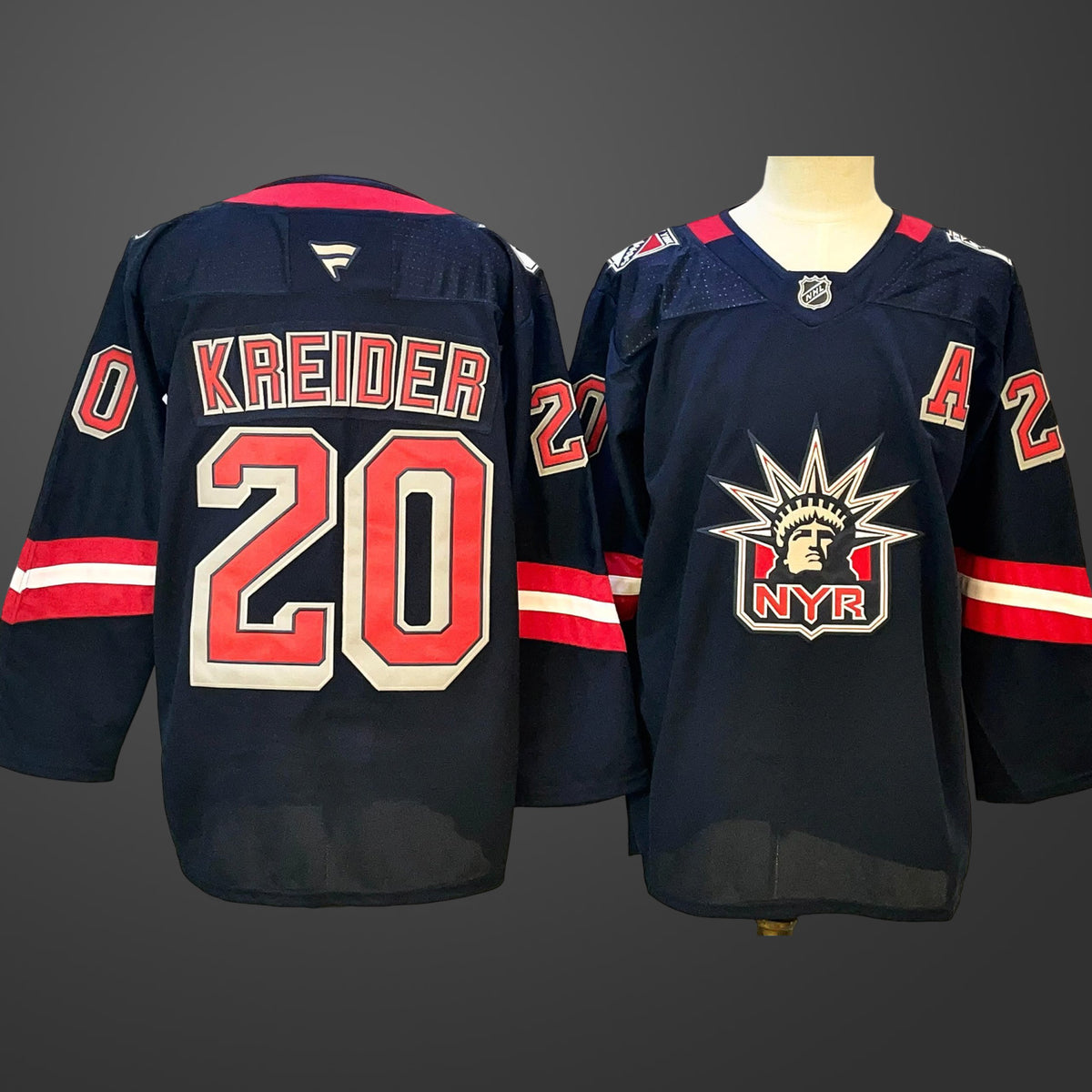 Men’s New York Rangers #20 Chris Kreider Navy 2024-25 With A Patch Stitched Hockey Jersey
