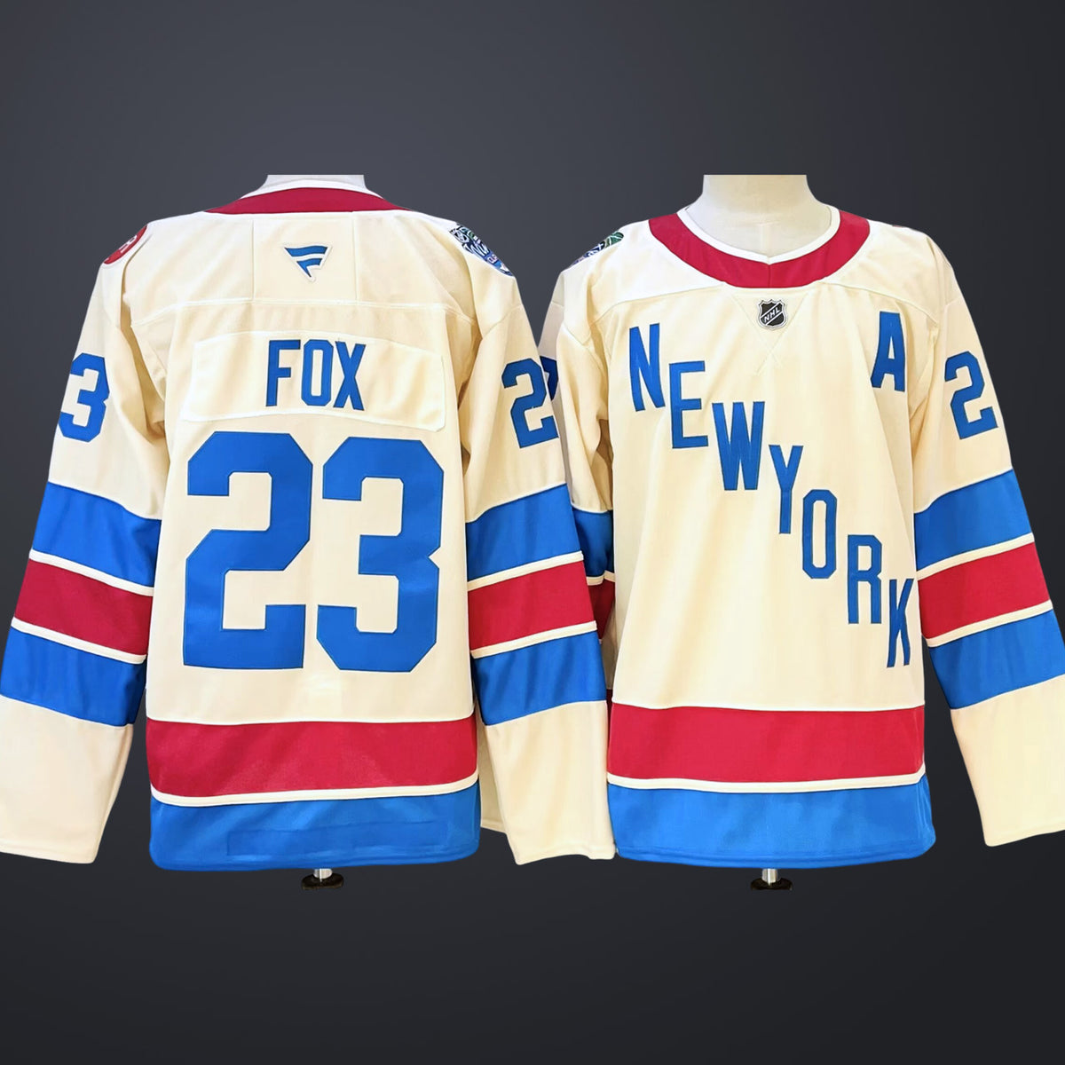 Men’s New York Rangers #23 Adam Fox Fanatics Beige 2026 NHL Winter Classic Premium Jersey