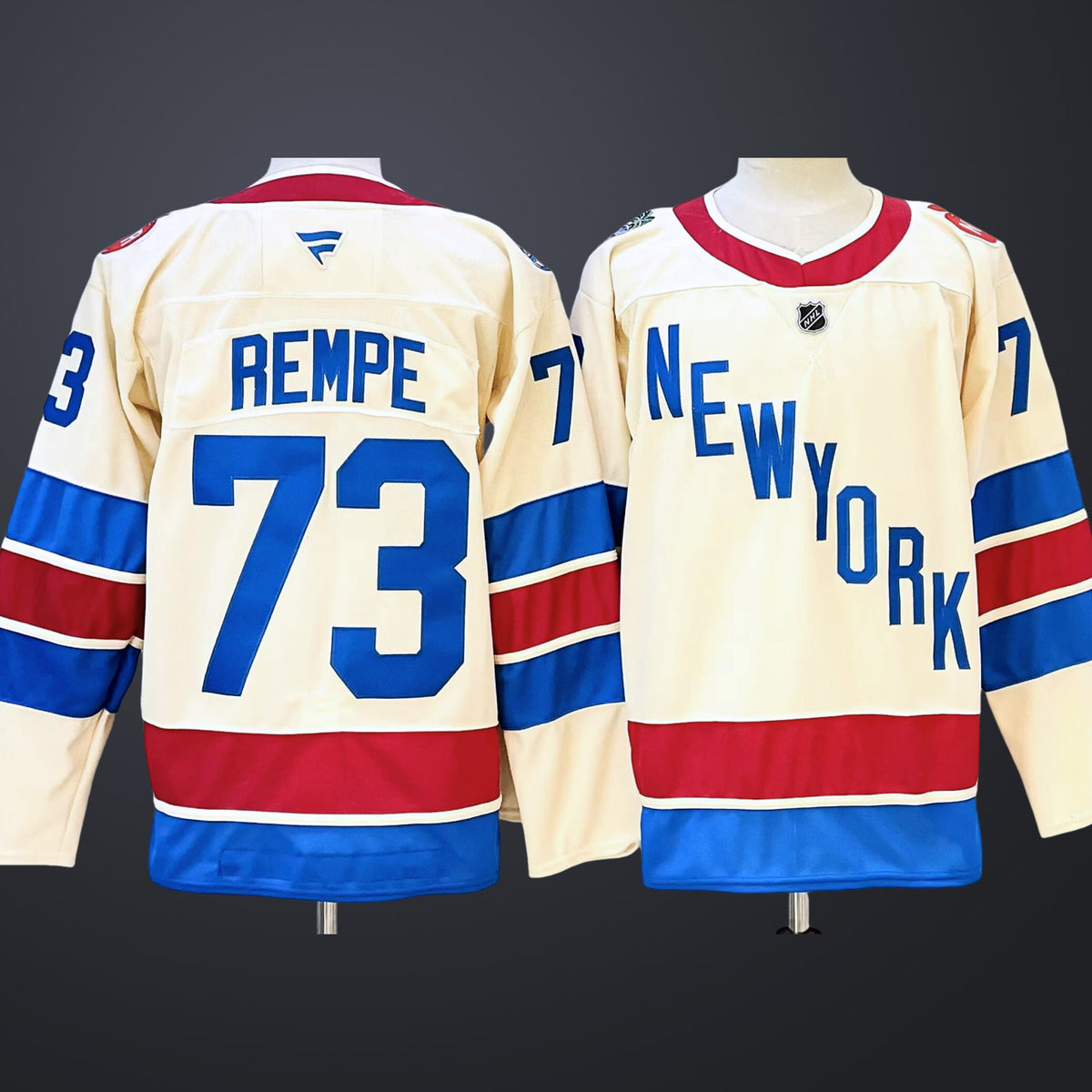 Men’s New York Rangers #73 REMPE Beige 2026 Winter Classic Jersey