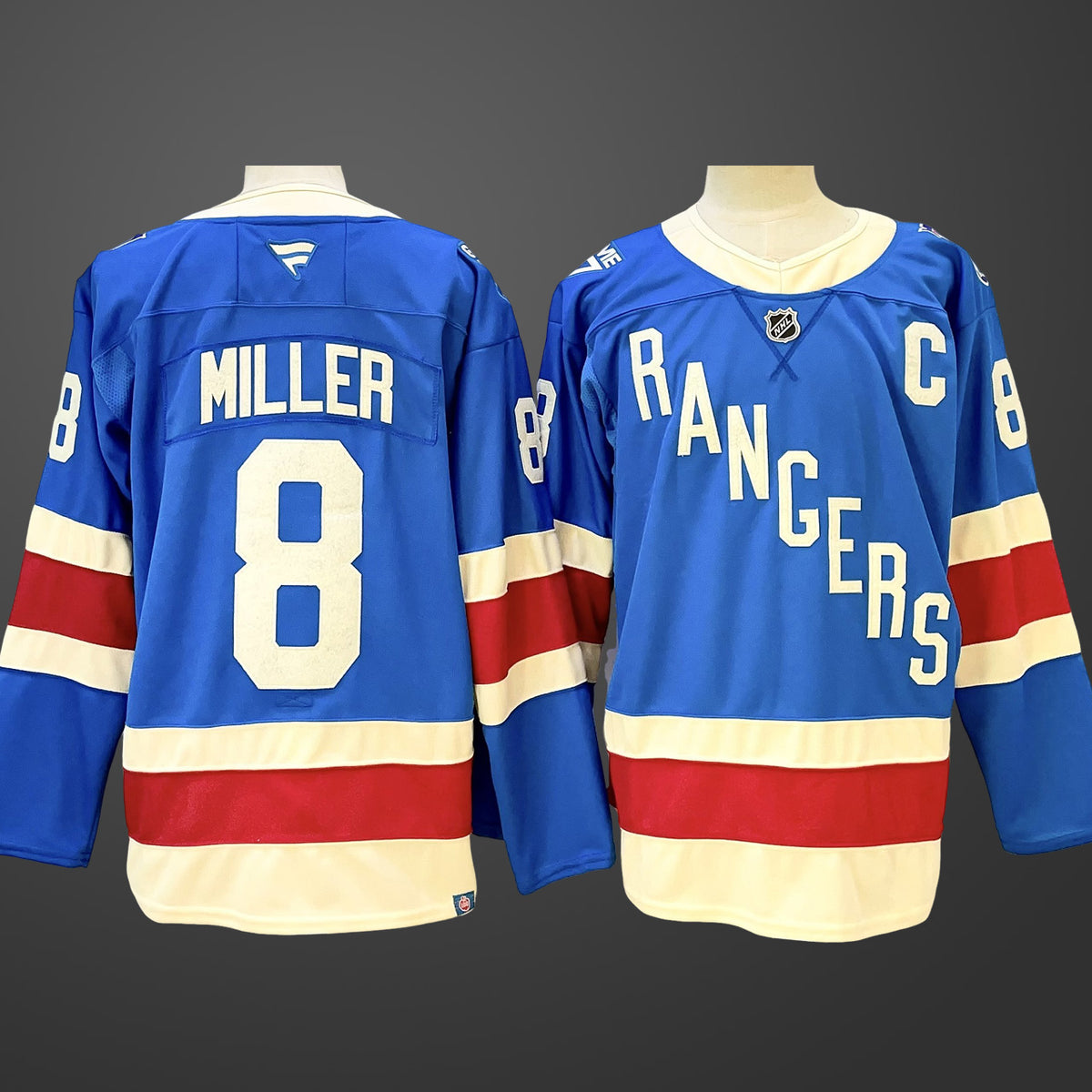 Men’s New York Rangers #8 JT Miller Blue Centennial With C Patch Stitched Hockey Jersey