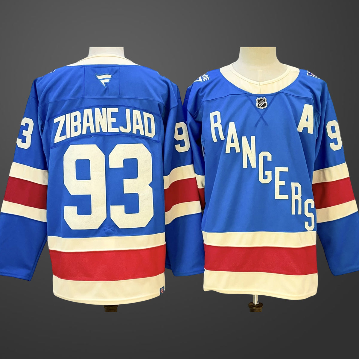 Men’s New York Rangers #93 Mika Zibanejad Blue Centennial Stitched Hockey Jersey