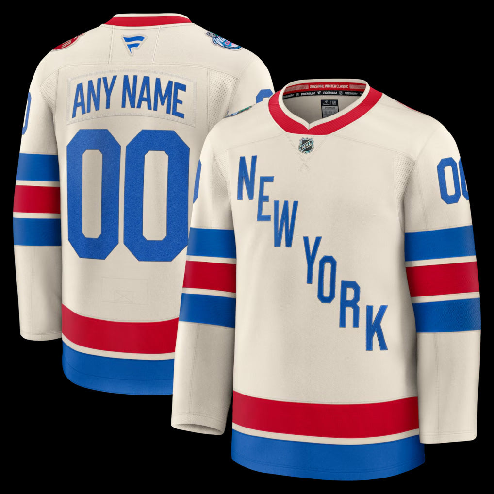 Men’s New York Rangers Fanatics Beige 2026 NHL Winter Classic Premium Custom Jersey