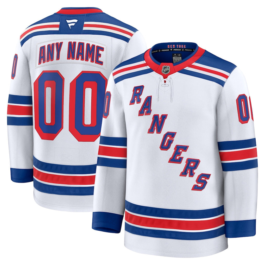 Men’s New York Rangers Fanatics White Away Premium Custom Jersey