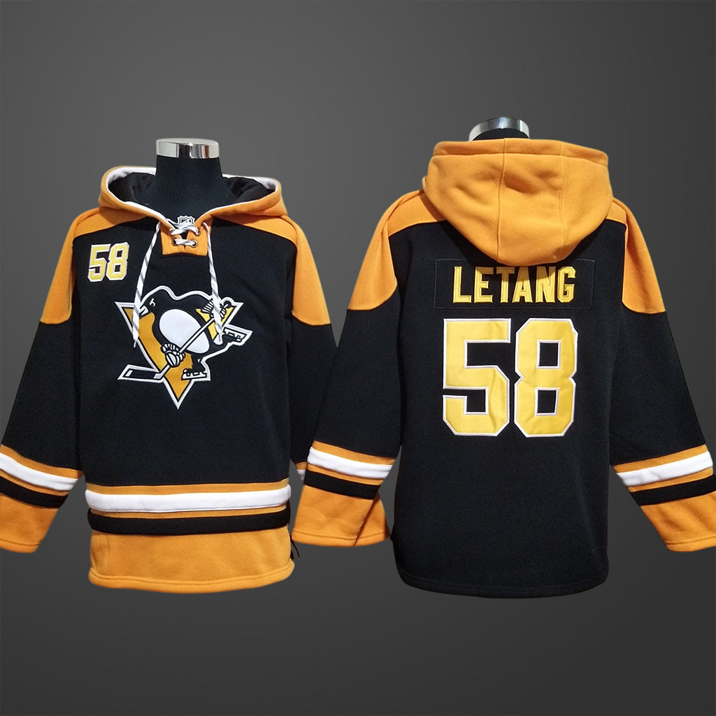 Men’s Pittsburgh Penguins #58 Kris Letang Stitched Hoodie