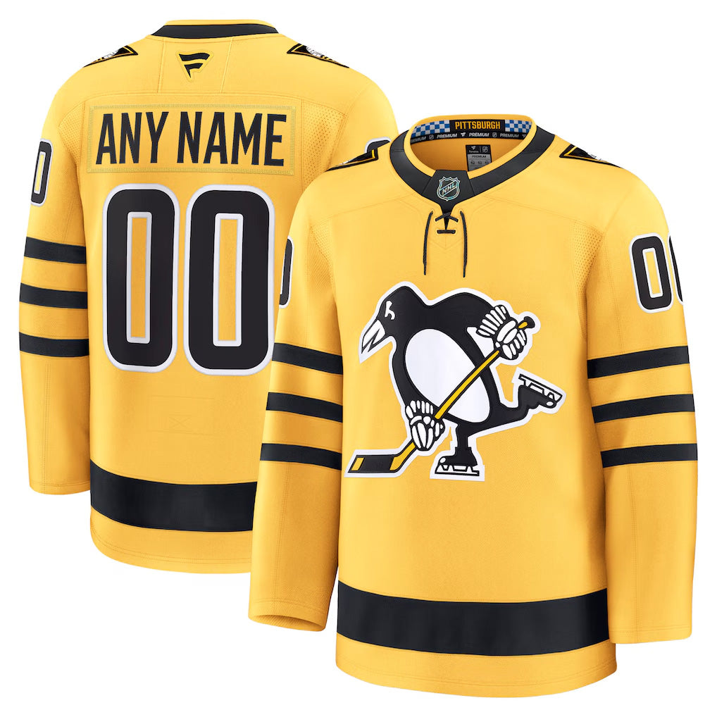 Men’s Pittsburgh Penguins Fanatics Gold Alternate Premium Custom Jersey