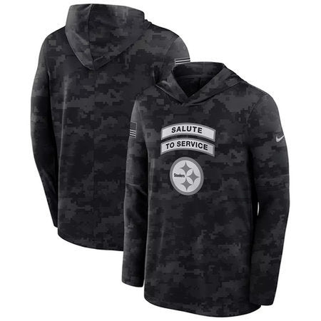 Men’s Pittsburgh Steelers Black 2026 Salute to Service Sideline Lightweight Dri-FIT Long Sleeve Top Hoodie