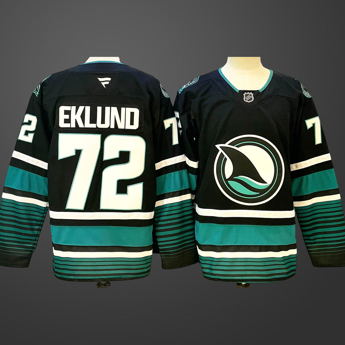 Men’s San Jose Sharks #72 William Eklund Black 2024-25 Alternate Stitched Hockey Jersey