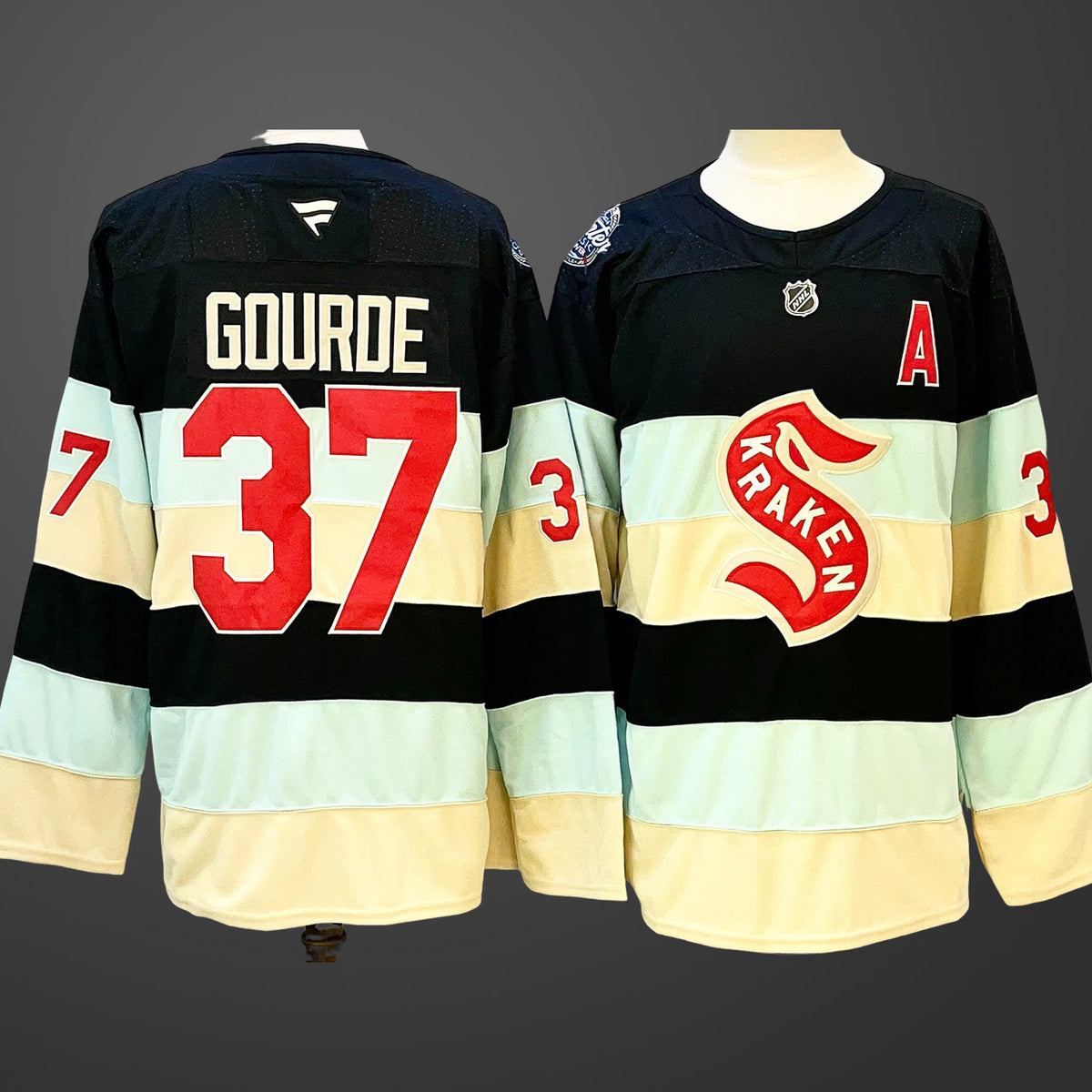 Men’s Seattle Kraken #37 Yanni Gourde Deep Sea Blue Winter Classic With A Patch Stitched Jersey