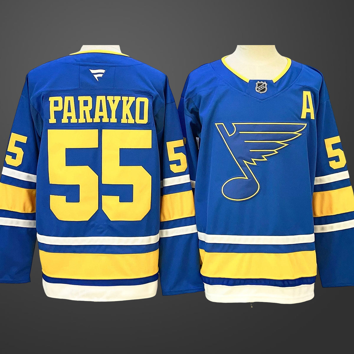 Men’s St. Louis Blues #55 Colton Parayko Blue 2025 With A Patch Stitched Hockey Jersey