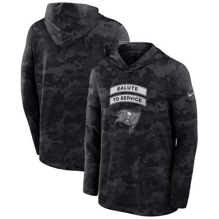 Men’s Tampa Bay Buccaneers Black 2026 Salute to Service Sideline Lightweight Dri-FIT Long Sleeve Top Hoodie
