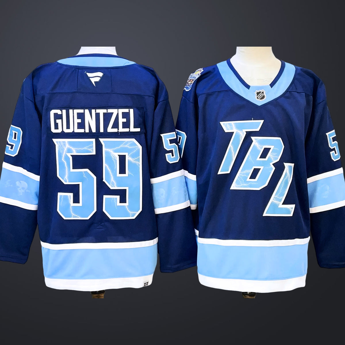 Men’s Tampa Bay Lightning #59 Jake Guentzel Blue 2026 NHL Stadium Series Premium Jersey
