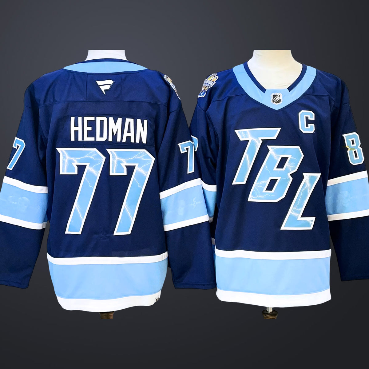 Men’s Tampa Bay Lightning #77 Victor Hedman Fanatics Blue 2026 NHL Stadium Series Premium Jersey