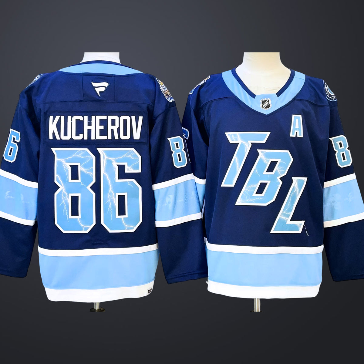 Men’s Tampa Bay Lightning #86 Nikita Kucherov Fanatics Blue 2026 NHL Stadium Series Premium Jersey