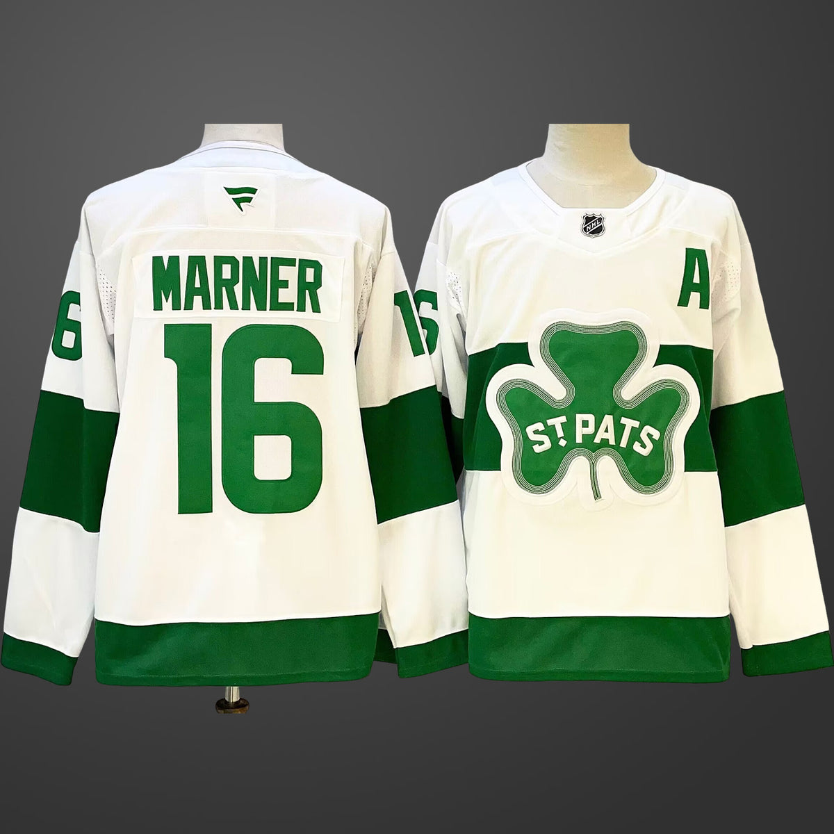 Men’s Toronto Maple Leafs Mitch Marner #16 White Green Jersey