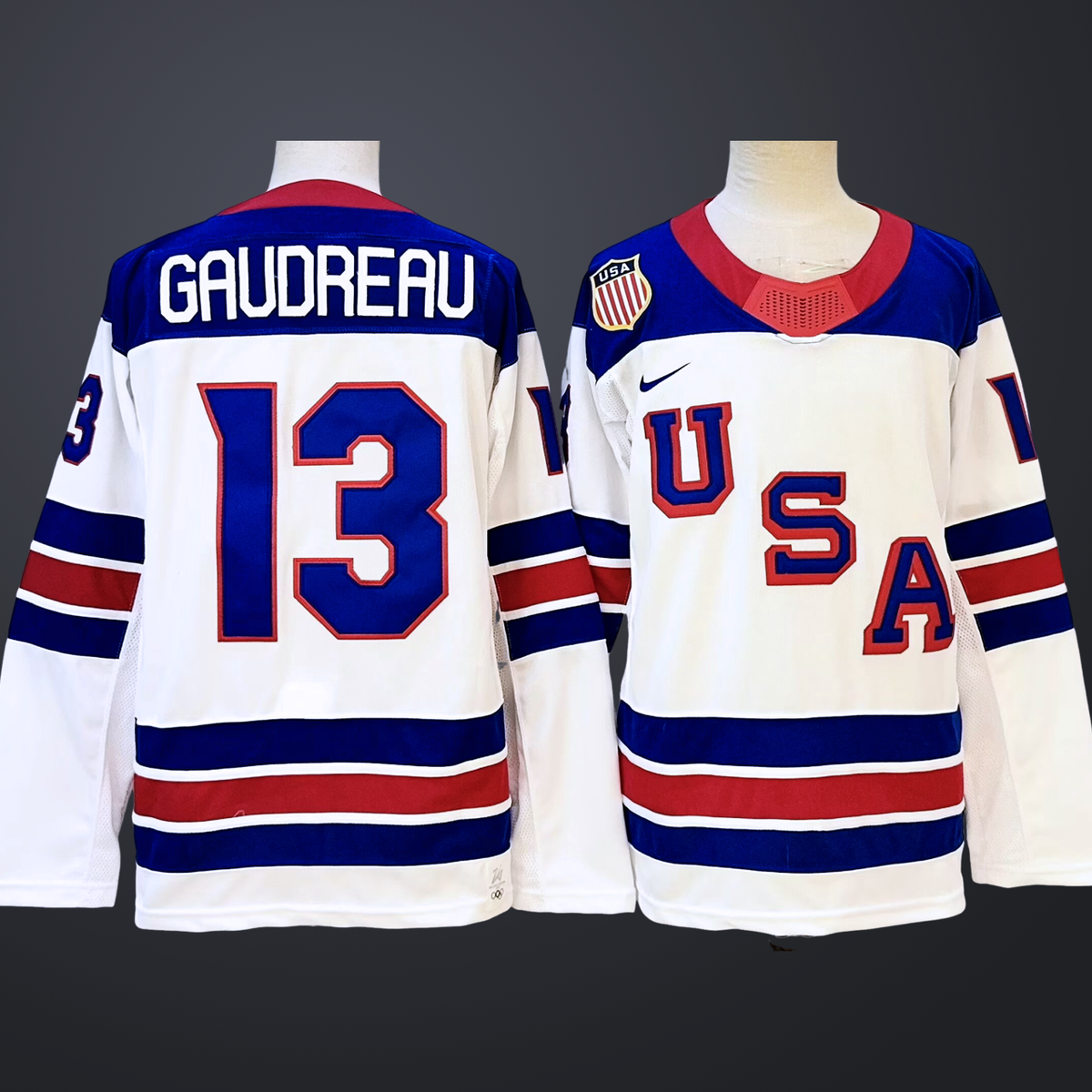 Men’s USA #13 Gaudreau White 2025-2026 Stitched Jersey