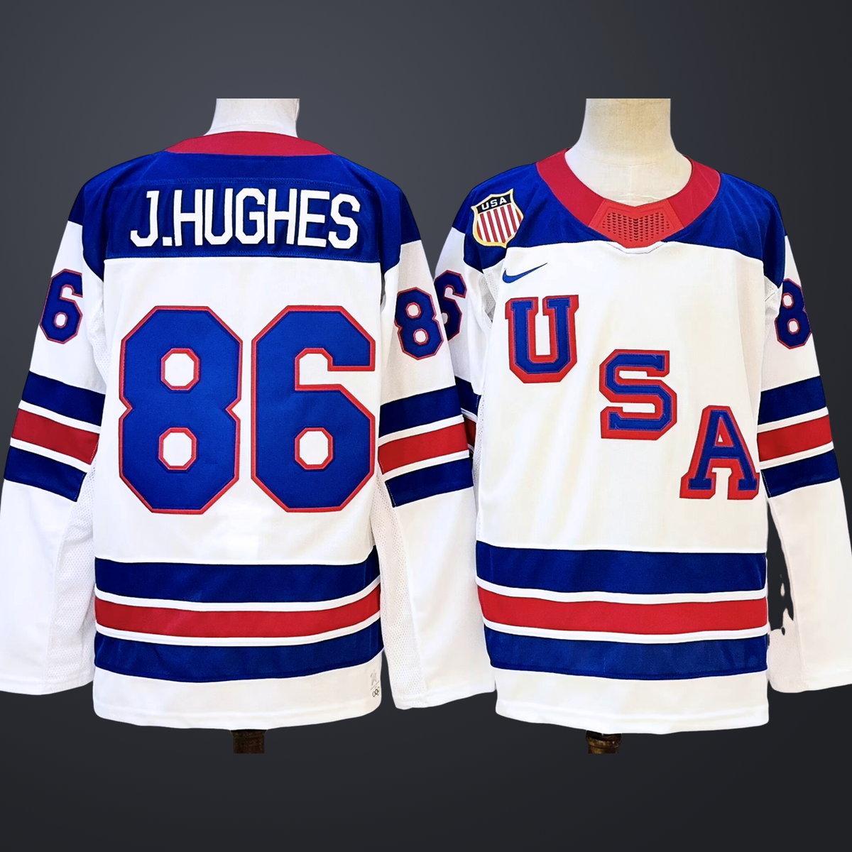 Men’s USA #86 Jack Hughes White 2025-2026 Stitched Jersey