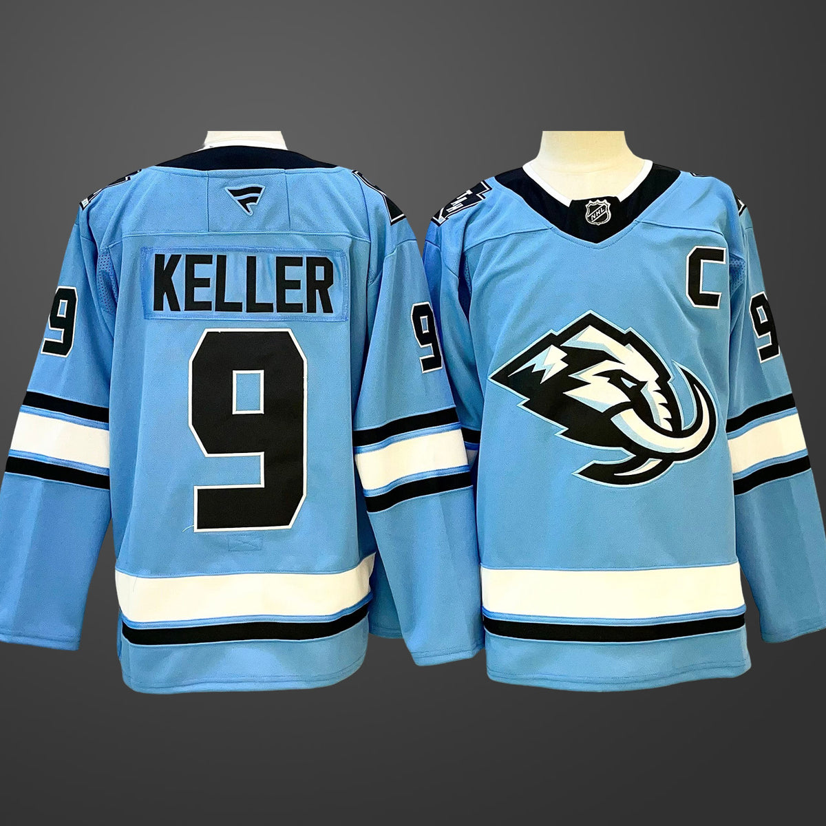 Men’s Utah Mammoth #9 Clayton Keller Blue 2025 With C Patch Stitched Jersey
