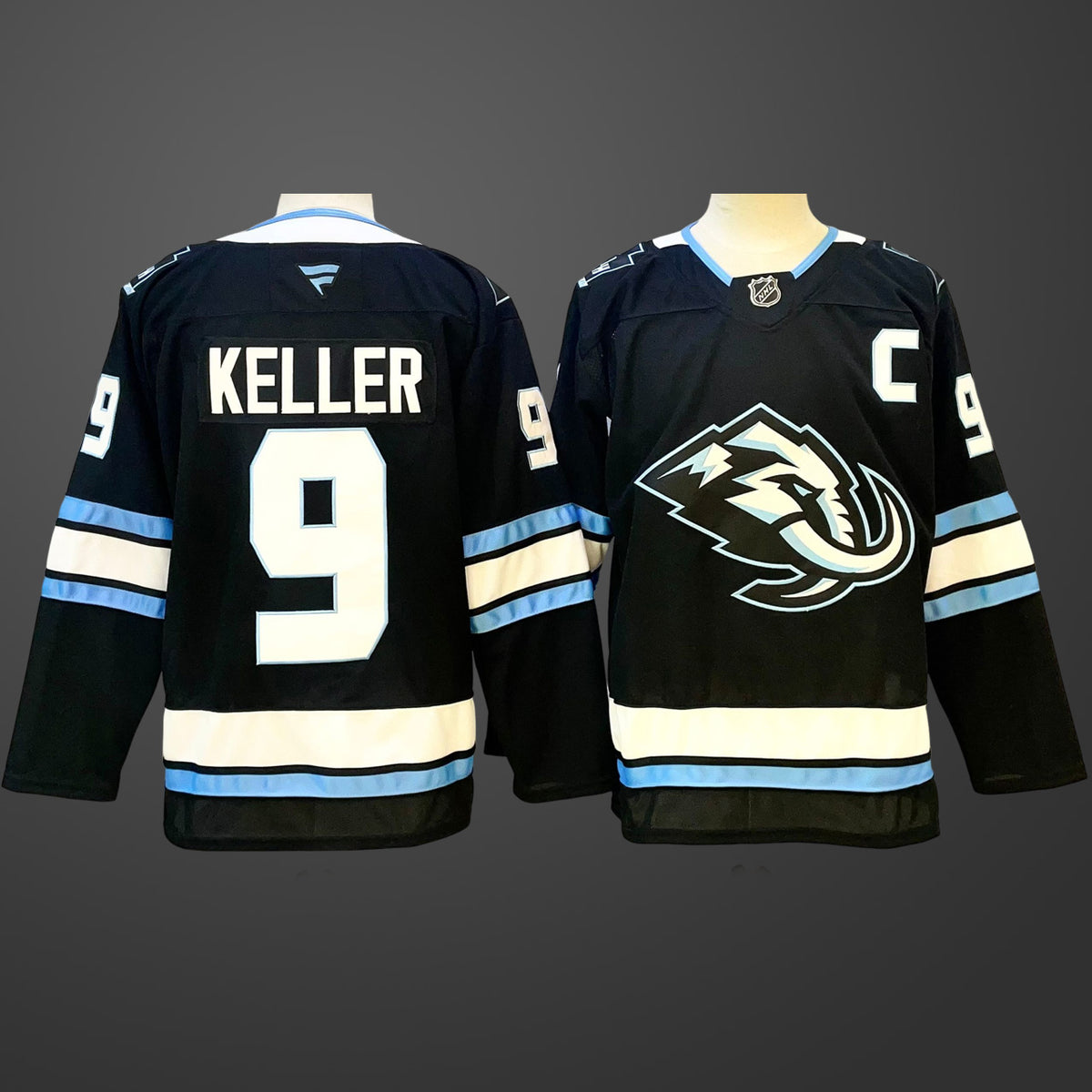 Men’s Utah Mammoth #9 Clayton Keller Home Jersey – Black