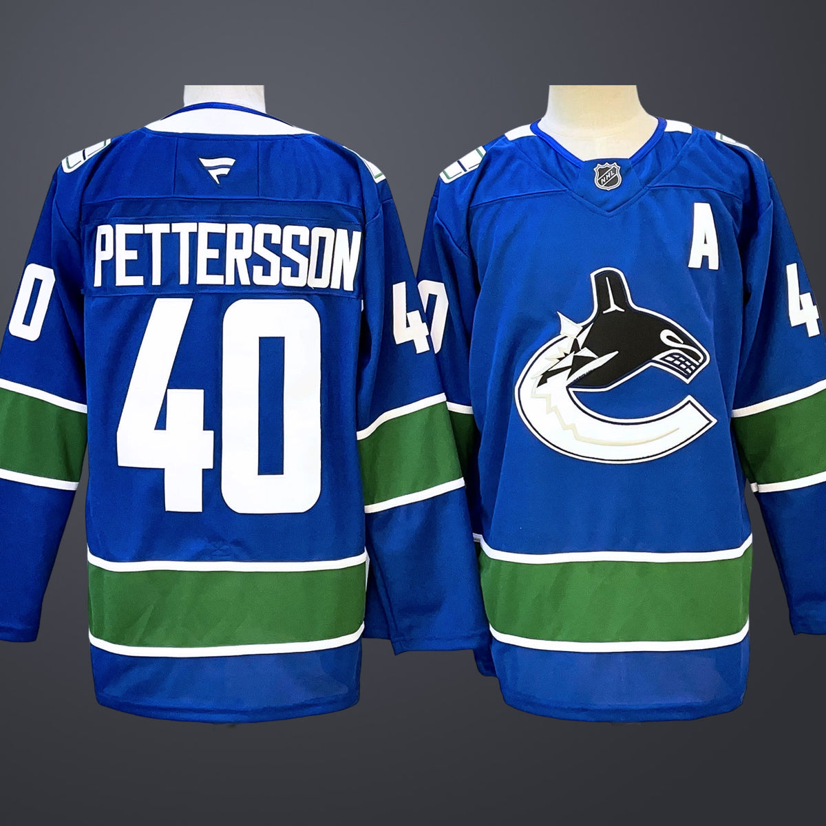 Men’s Vancouver Canucks #40 Elias Pettersson Fanatics Blue Home Premium Jersey