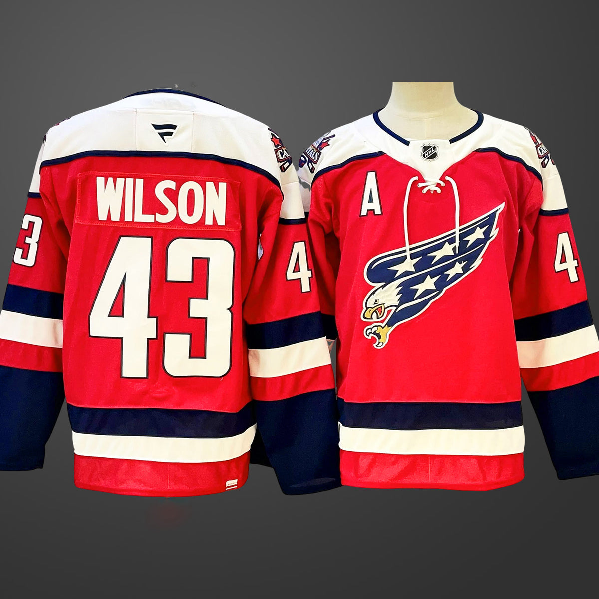 Men’s Washington Capitals #43 Tom Wilson Red With A Patch Stitched Hockey Jersey