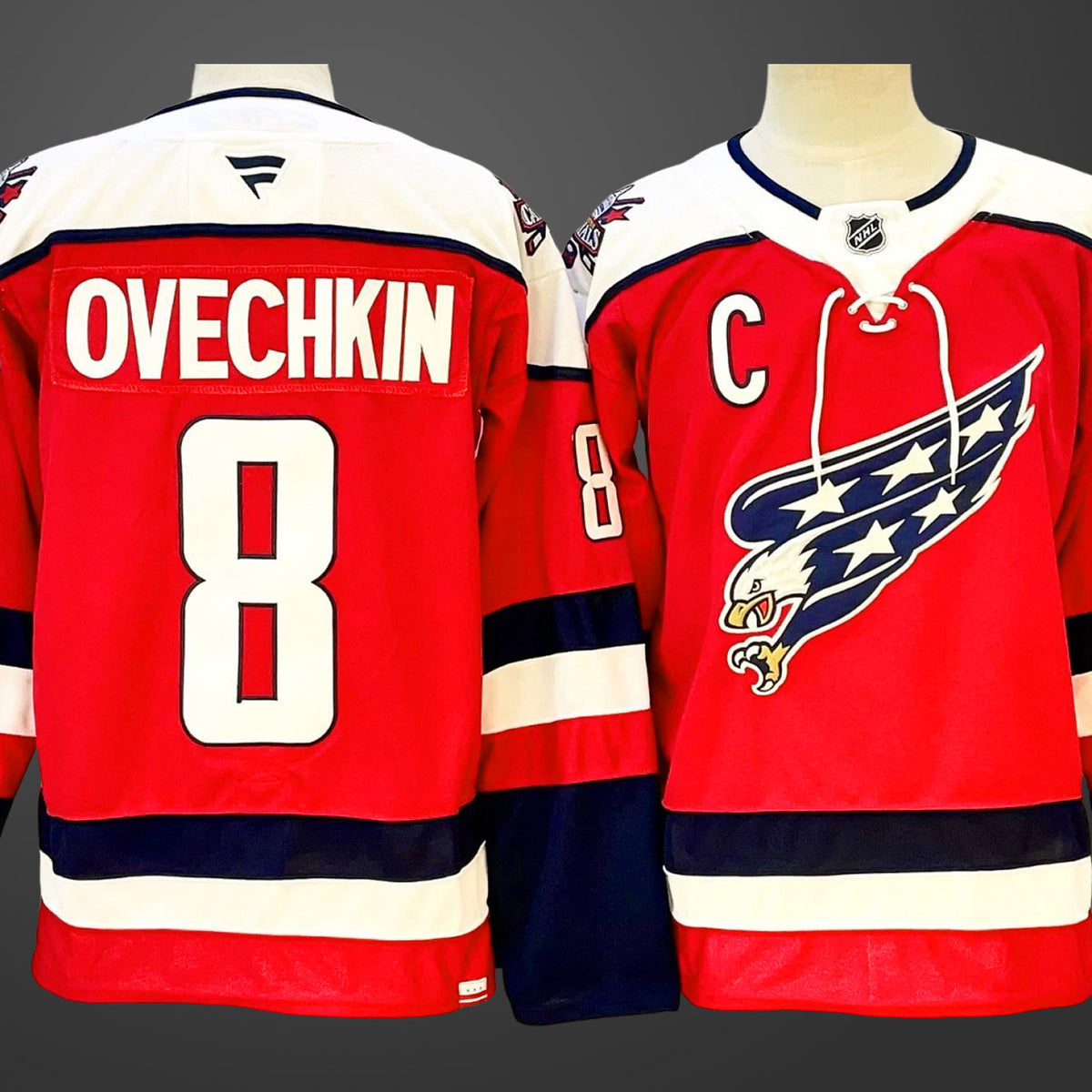 Men’s Washington Capitals #8 Alexander Ovechkin Red With C Patch Stitched Hockey Jersey