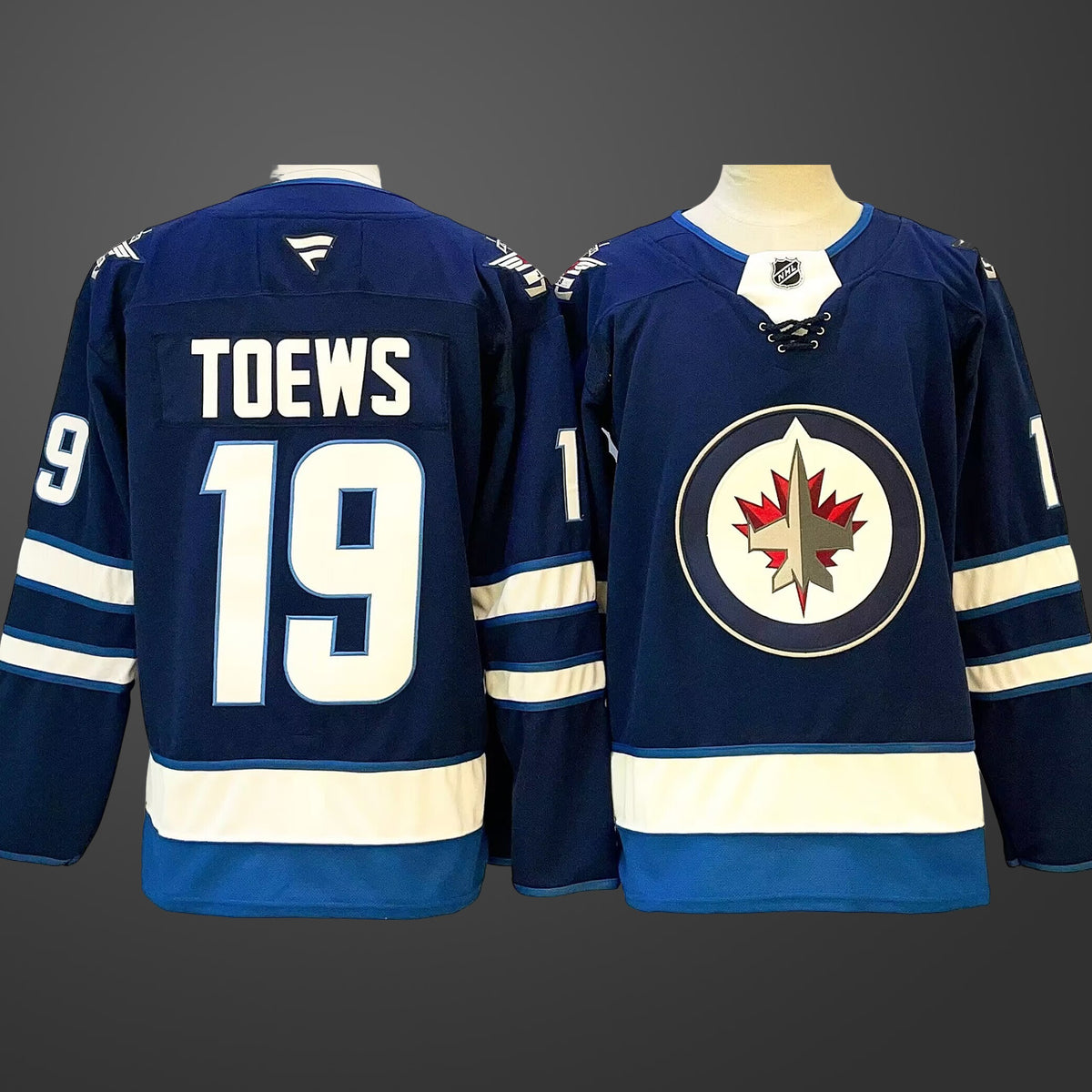 Men’s Winnipeg Jets #19 Jonathan Toews Navy 2024-25 Home Stitched Hockey Jersey