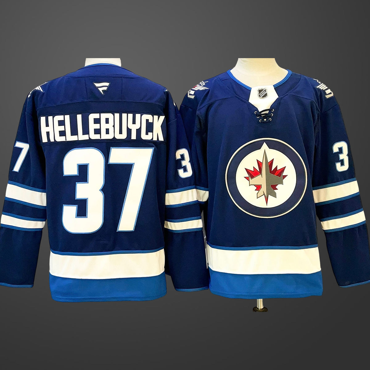 Men’s Winnipeg Jets #37 Connor Hellebuyck Connor Hellebuyck Navy 2024-25 Home Stitched Jersey