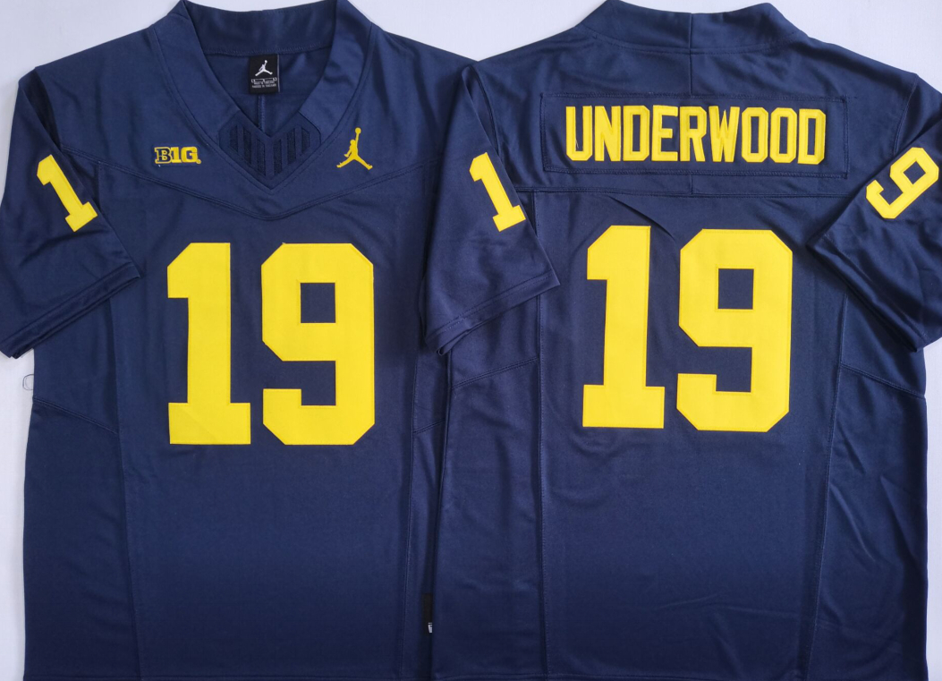 Michigan Wolverines Blue #19 UNDERWOOD Stitched Jersey