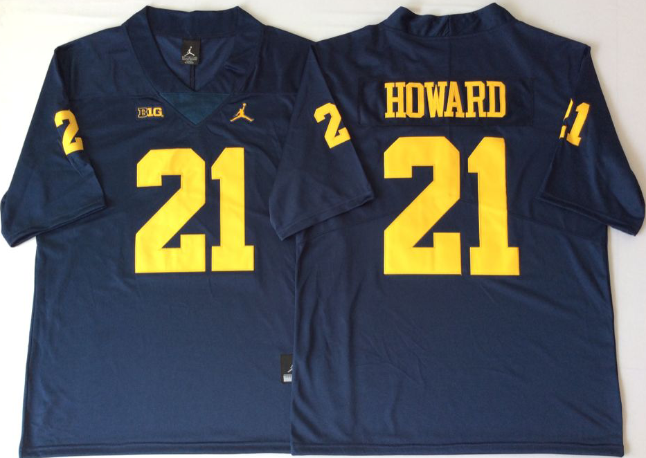Michigan Wolverines Blue #21 HOWARD Stitched Jersey
