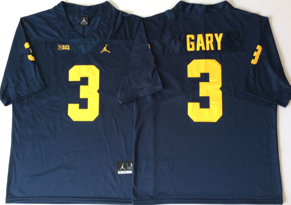 Michigan Wolverines Blue #3 GARY Stitched Jersey