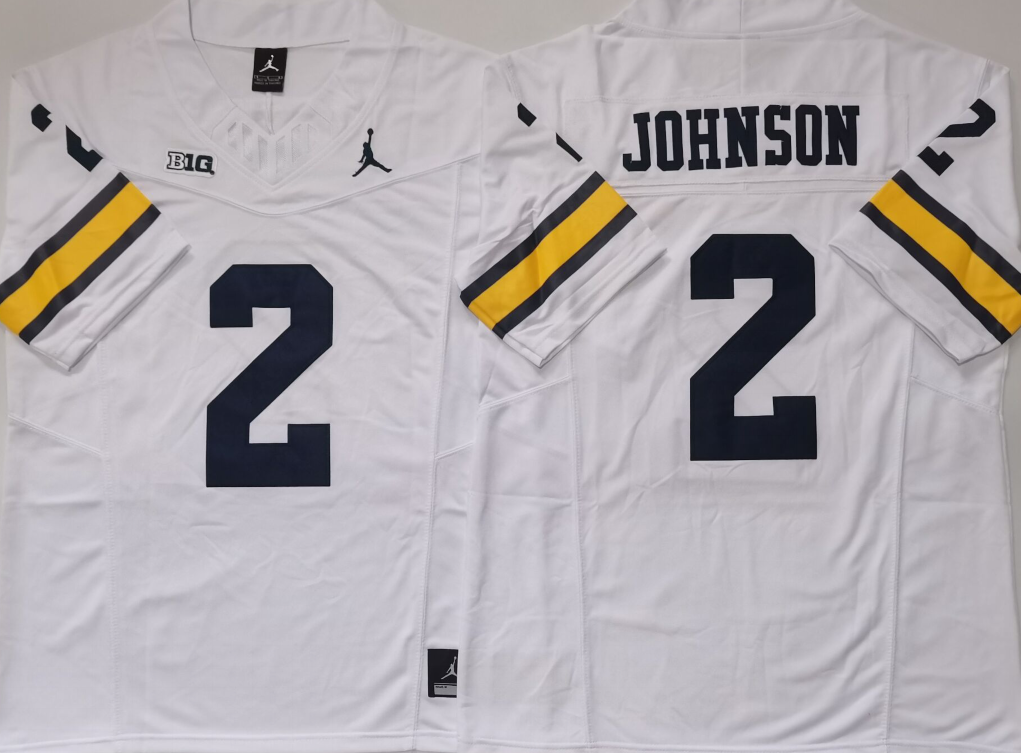 Michigan Wolverines White #2 JOHNSON Stitched Jersey