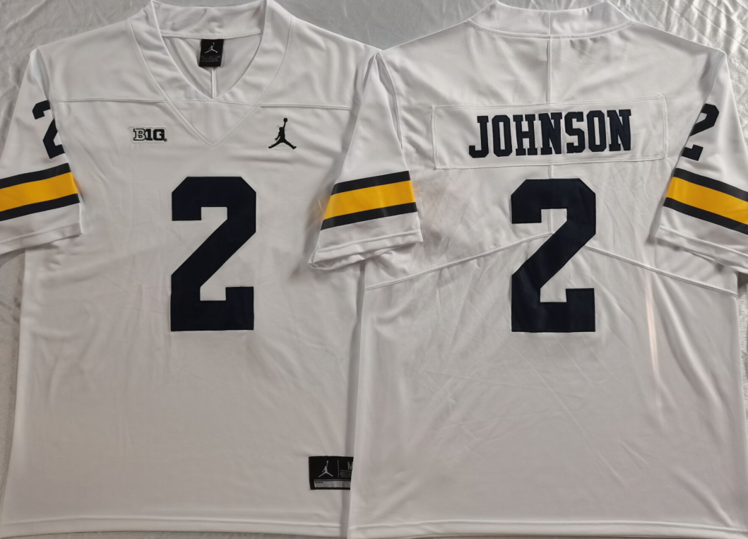 Michigan Wolverines White #2 JOHNSON Stitched Jersey