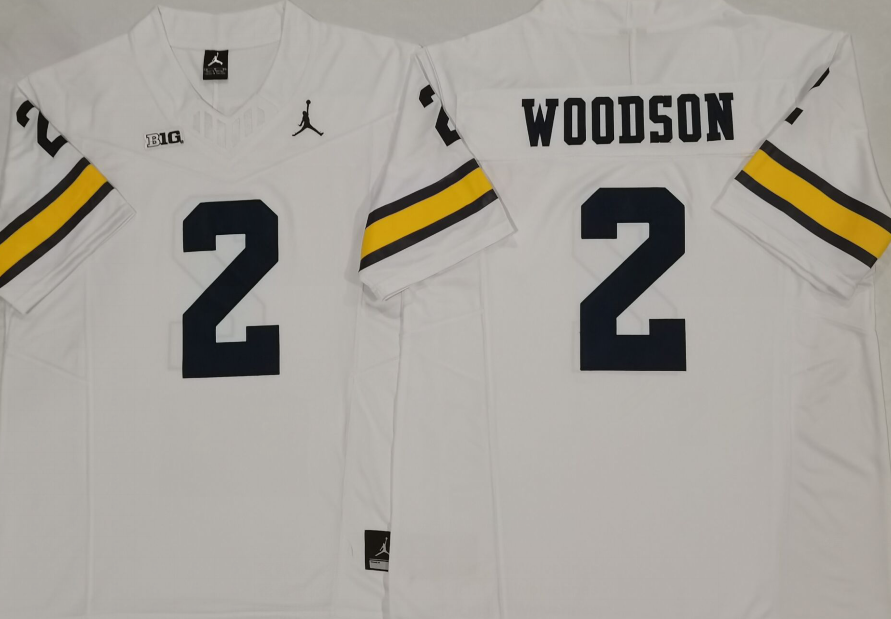 Michigan Wolverines White #2 WOODSON Stitched Jersey