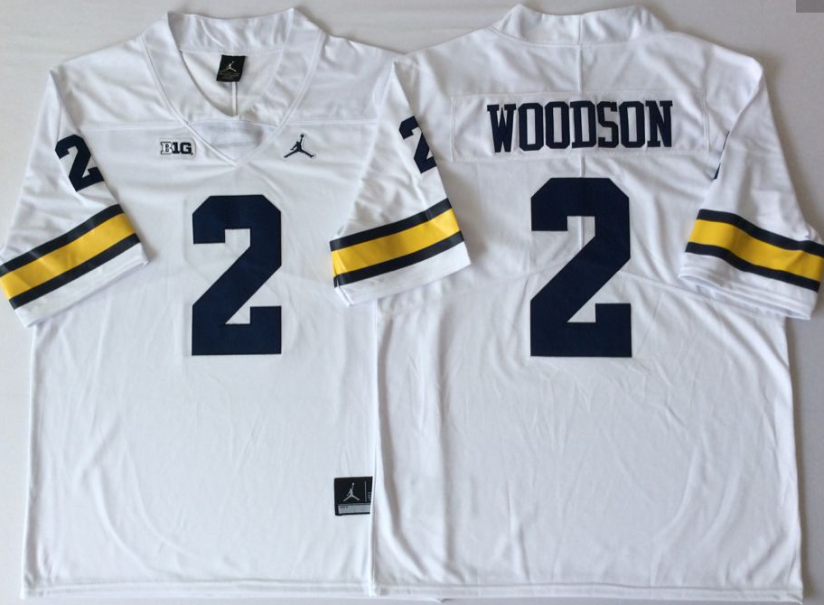 Michigan Wolverines White #2 WOODSON Stitched Jersey