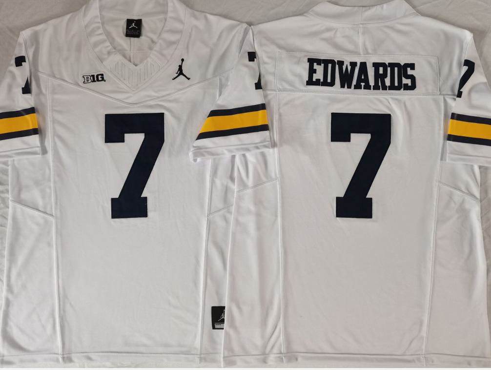 Michigan Wolverines White #7 EDWARDS Stitched Jersey
