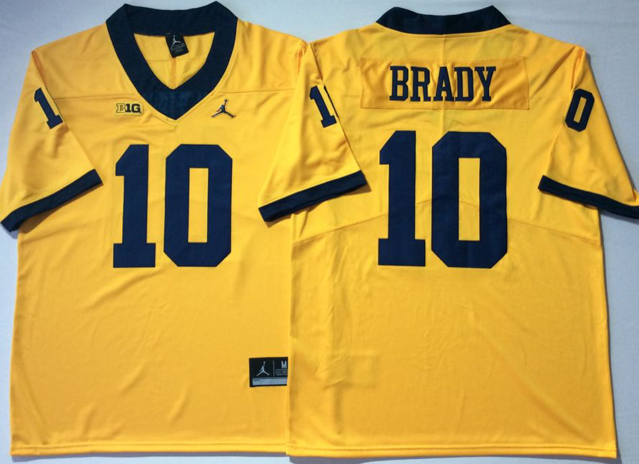 Michigan Wolverines YELLOW #10 BRADY Stitched Jersey