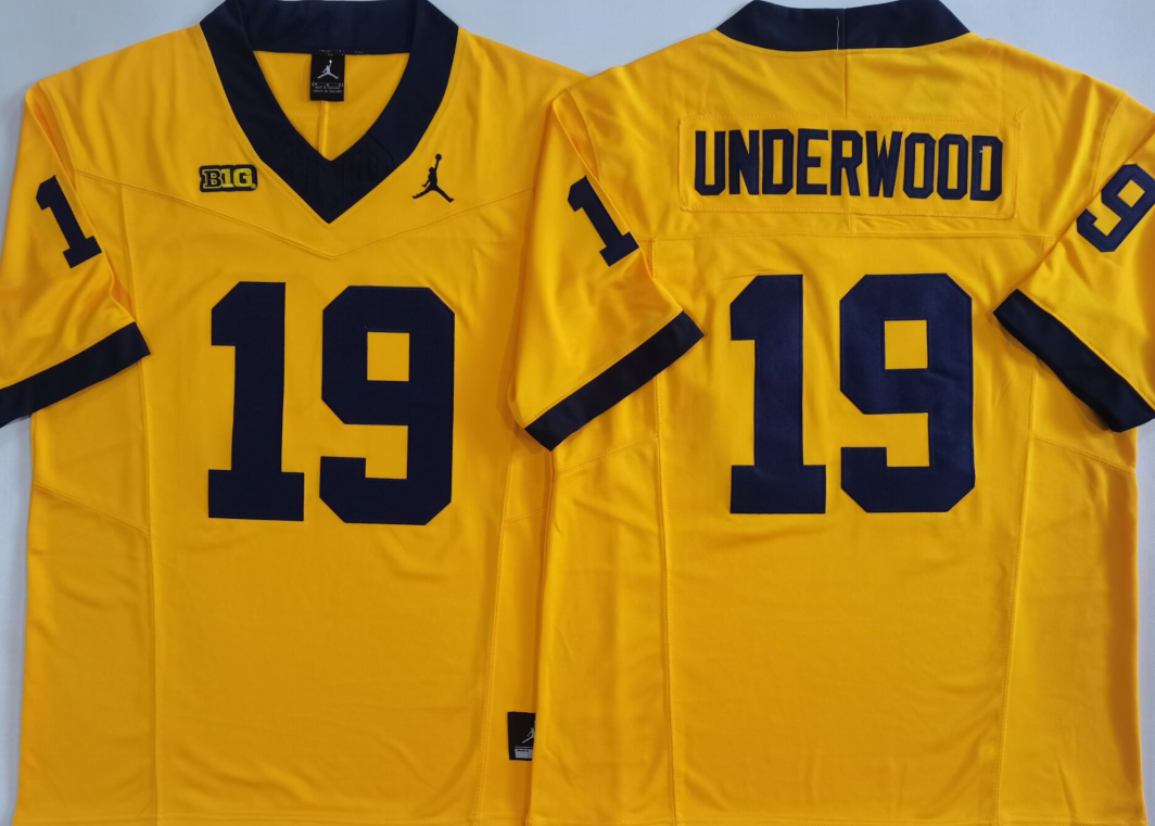 Michigan Wolverines Yellow #19 UNDERWOOD Stitched Jersey