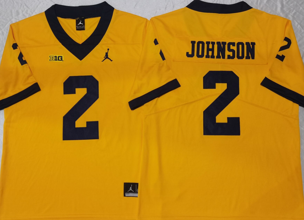 Michigan Wolverines Yellow #2 JOHNSON Stitched Jersey