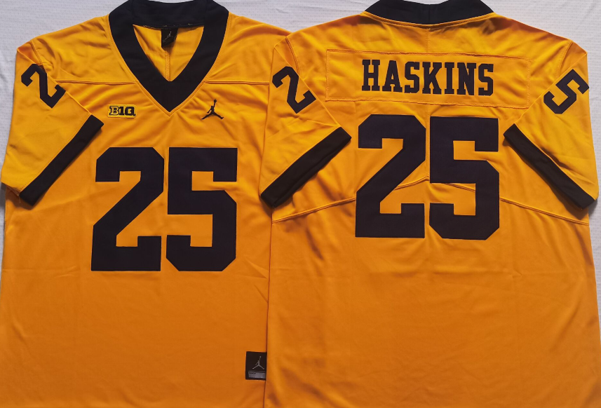 Michigan Wolverines Yellow #25 HASKINS Stitched Jersey