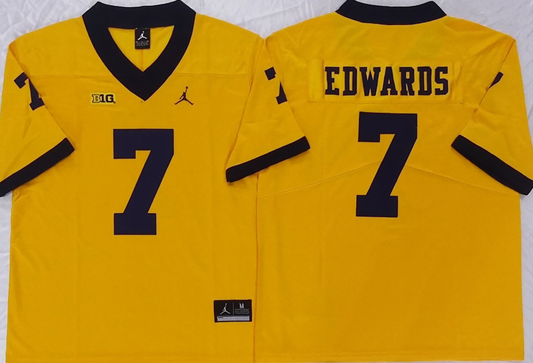 Michigan Wolverines Yellow #7 EDWARDS Stitched Jersey