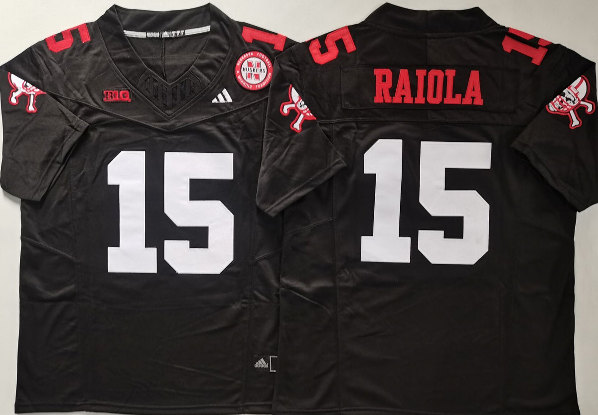 Nebraska Huskers Black #15 RAIOLA Stitched Jersey