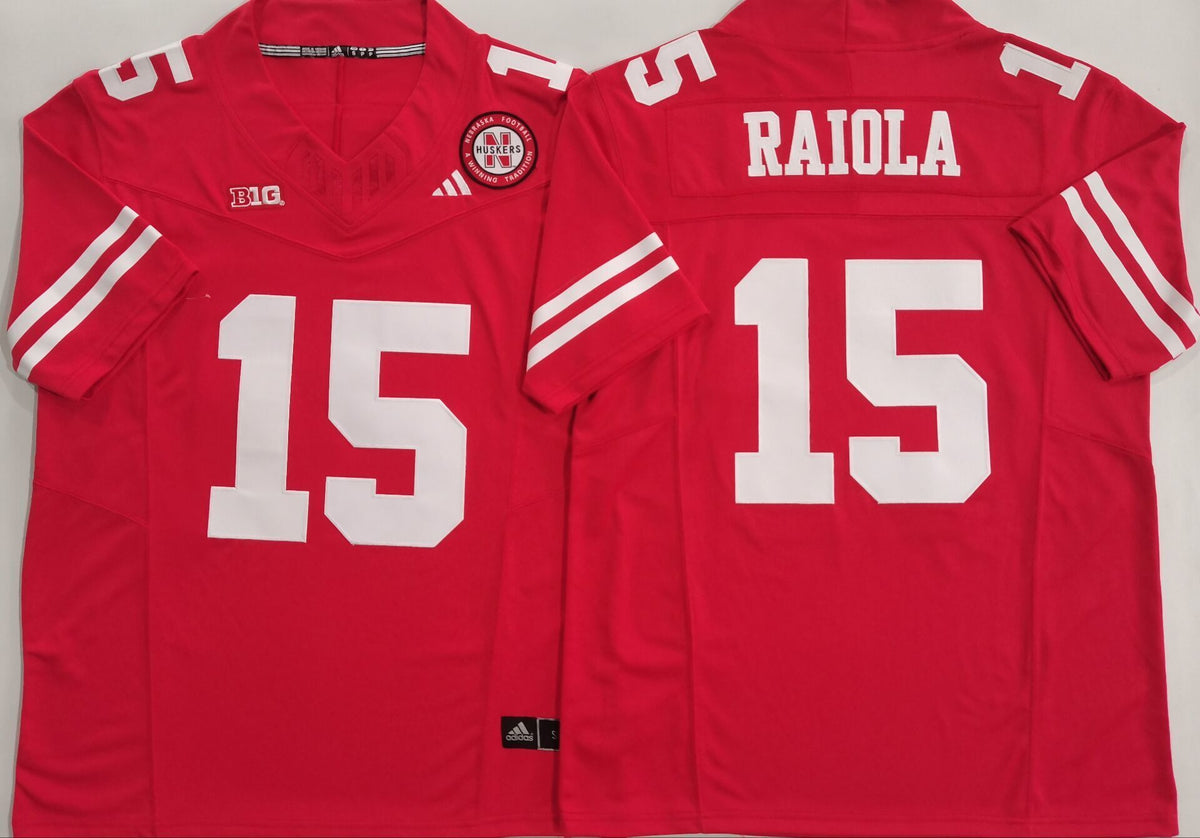 Nebraska Huskers Red #15 RAIOLA Stitched Jersey