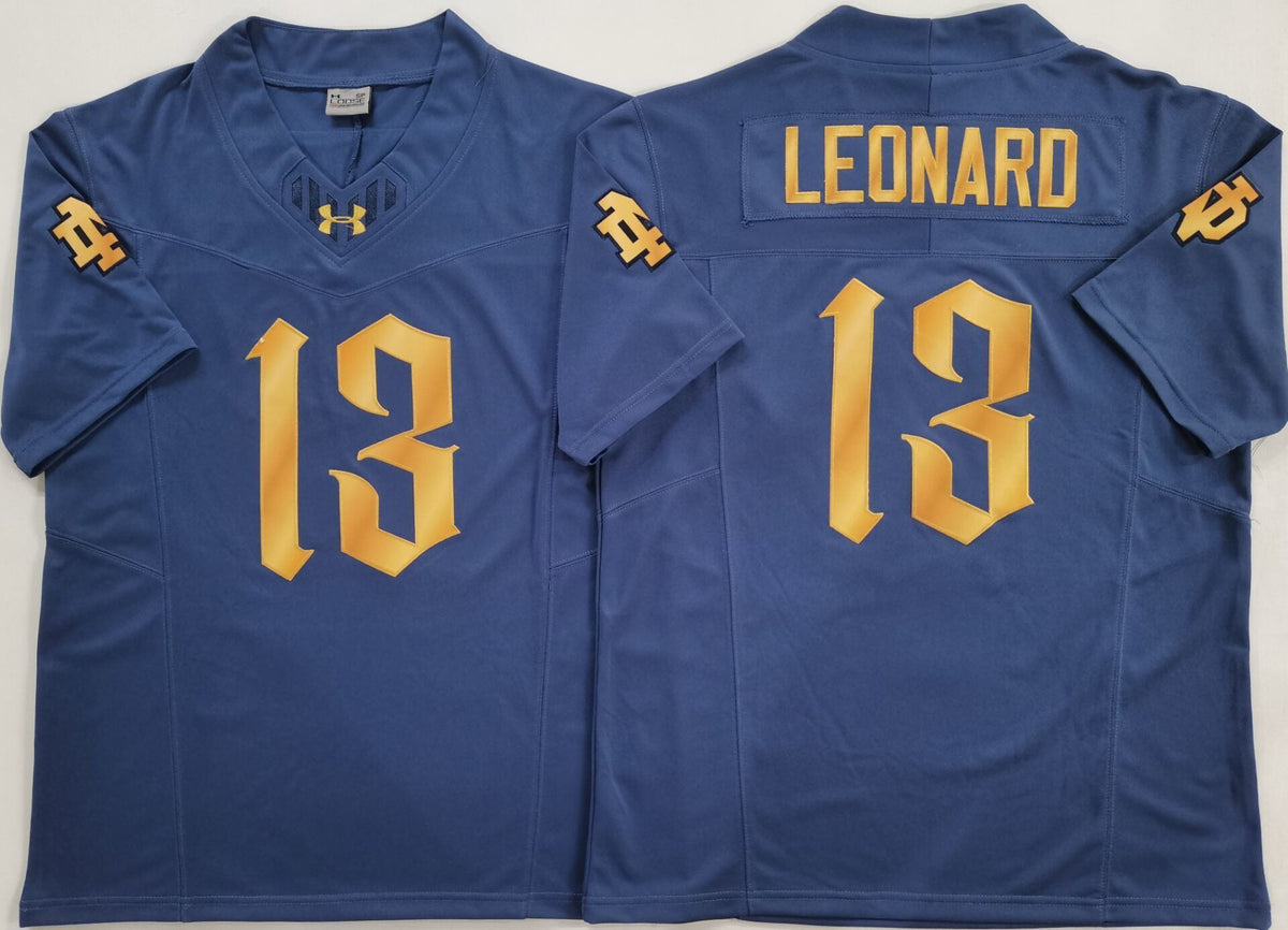 Norte Dame Fighting Irish Blue #13 LEONARD Stitched Jersey