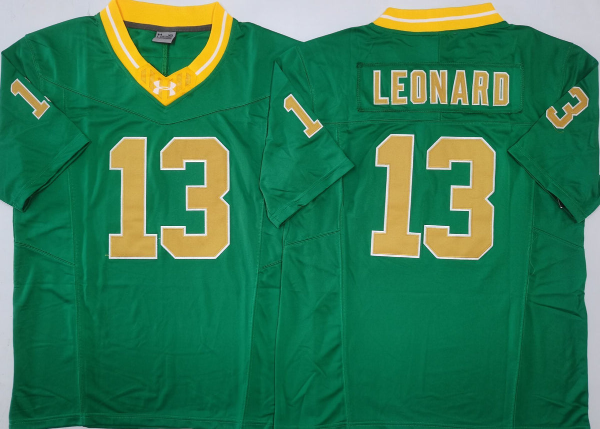 Norte Dame Fighting Irish Green #13 LEONARD Stitched Jersey