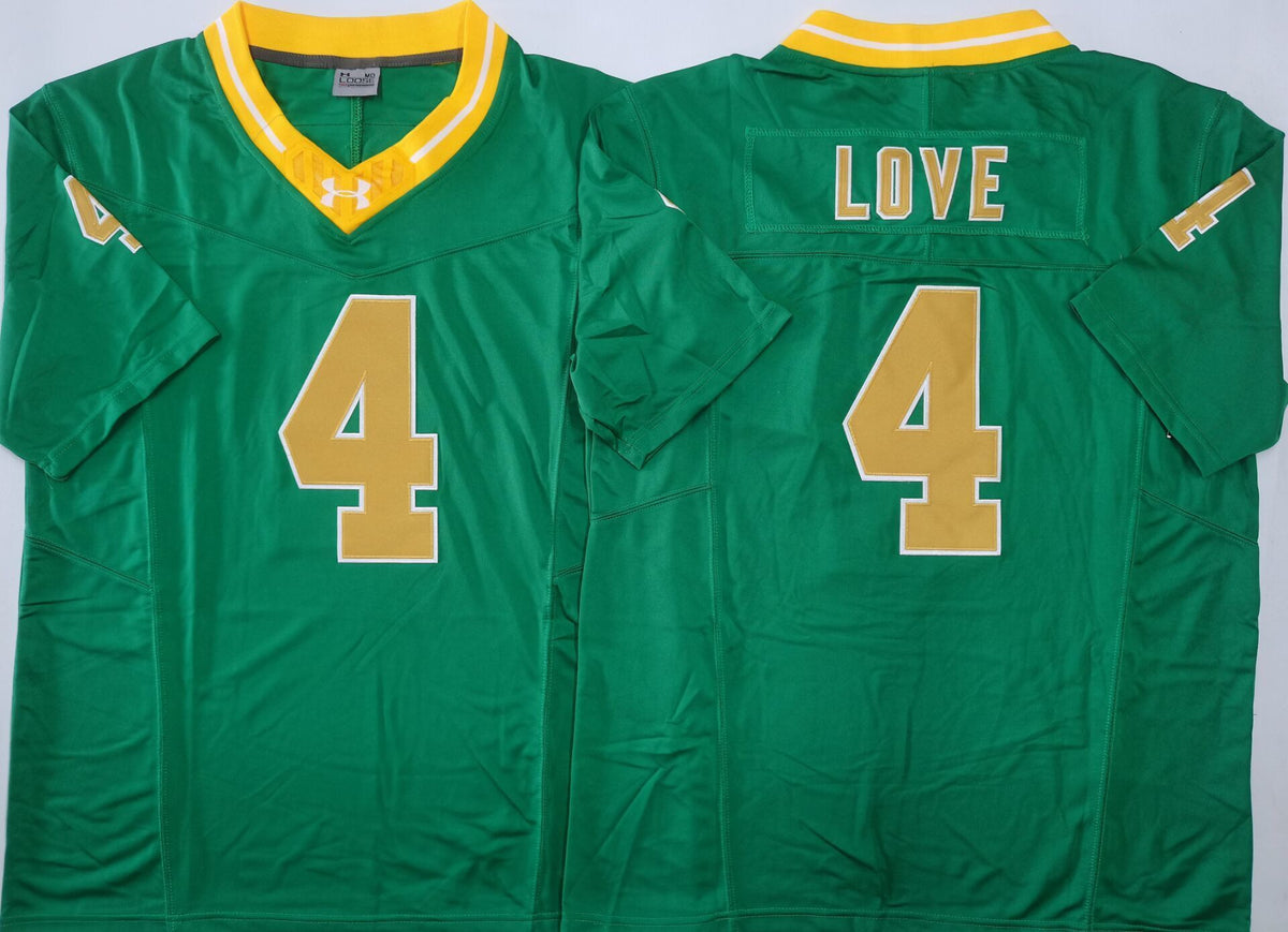 Norte Dame Fighting Irish Green #4 LOVE Stitched Jersey