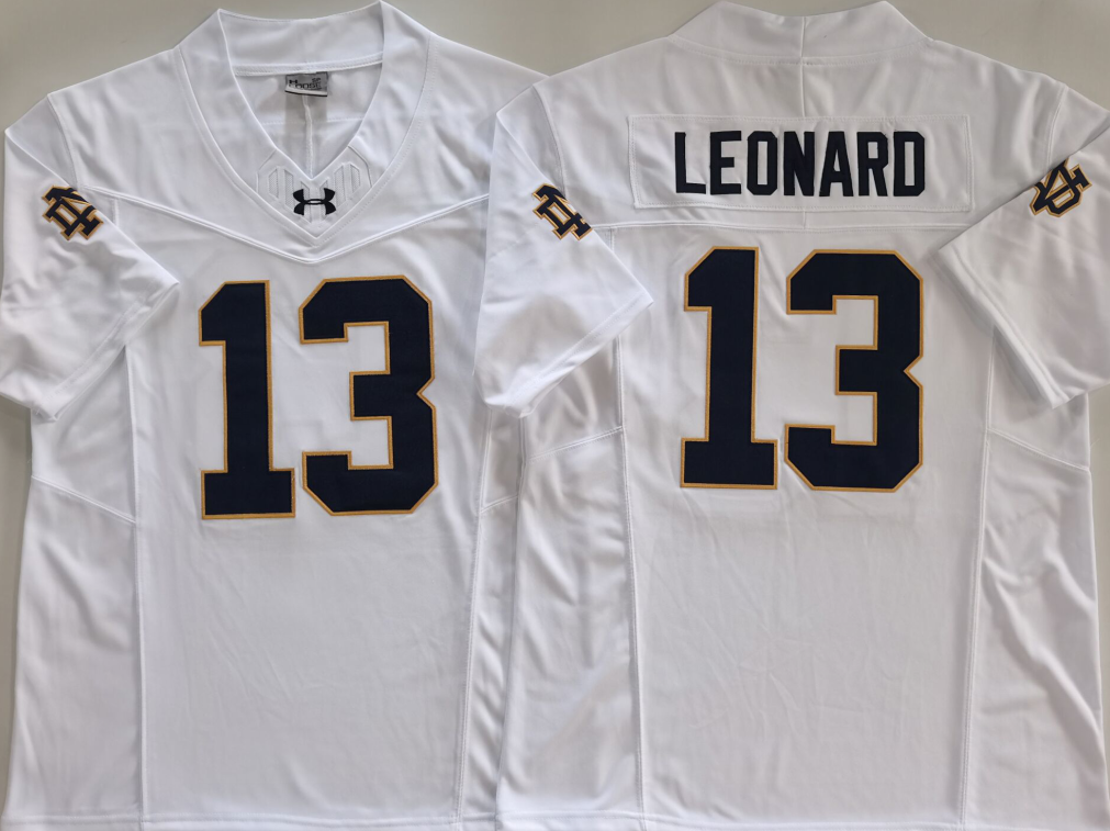 Norte Dame Fighting Irish White #13 LEONARD Stitched Jersey