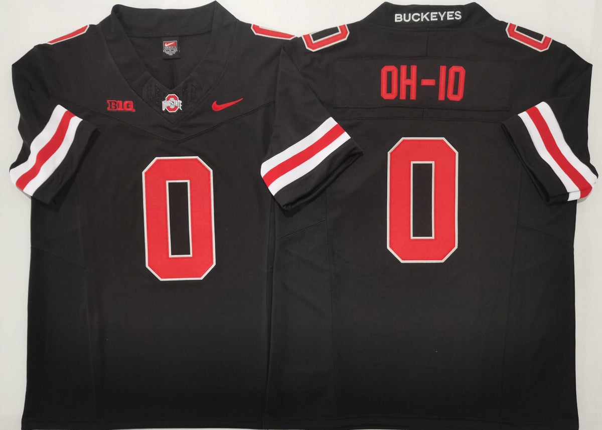 Ohio State Buckeyes Black #0 OH-IO Stitched Jersey