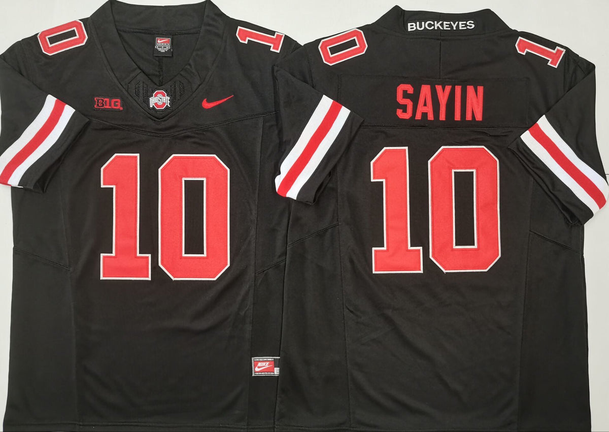 Ohio State Buckeyes Black #10 SAYIN Stitched Jersey