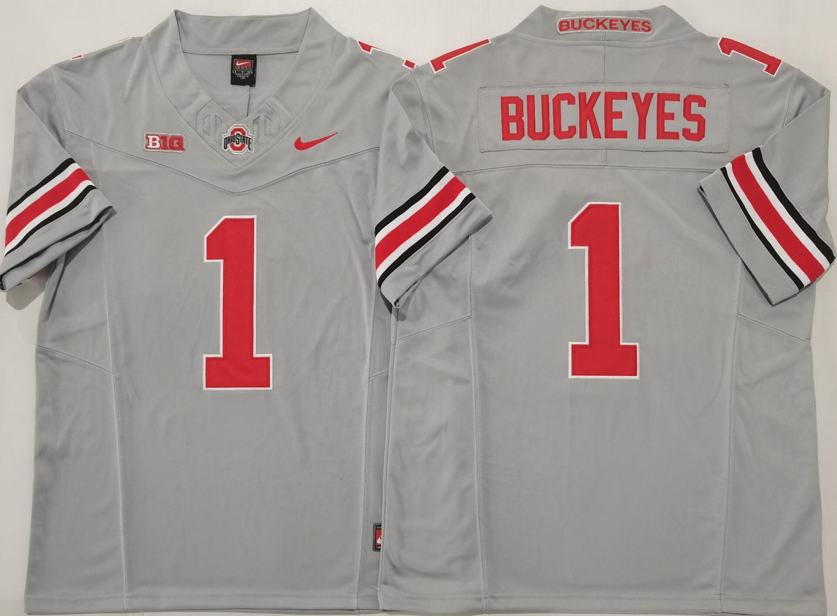 Ohio State Buckeyes GRAY #1 BUCKEYES Stitched Jersey